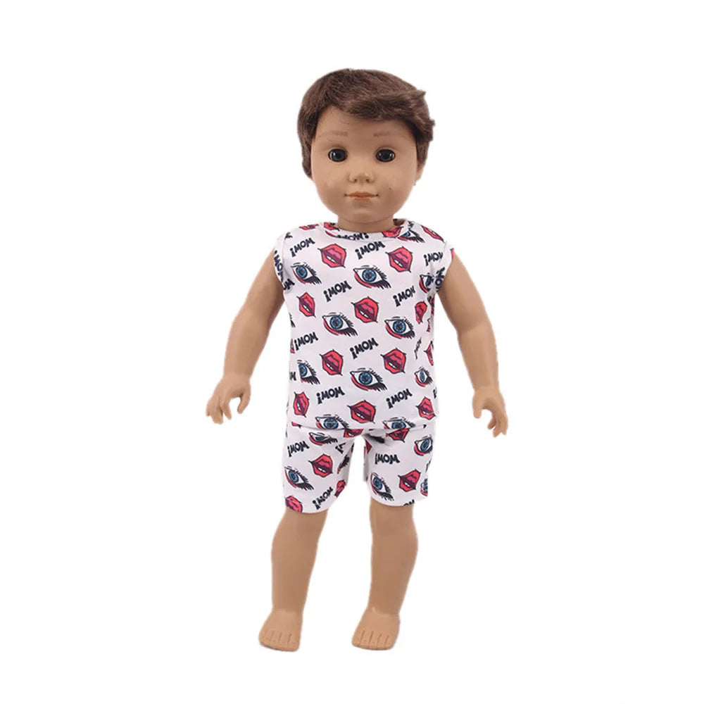 Bear Print Casual Outfit for 43 cm Baby Dolls