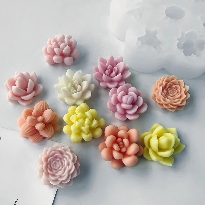 3D Succulent Flower Silicone Mold Set for Baking & Crafts