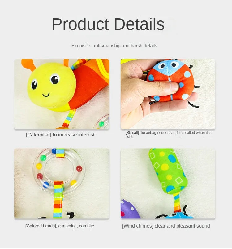 Rainbow Animal Plush Stroller Toy for Babies 0-3 Years