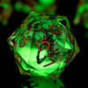 Liquid Core Glow D&D Dice Set with Sharp Edges