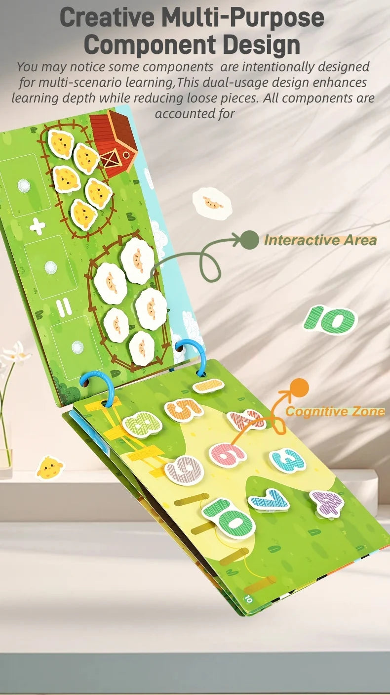A colorful multi-purpose learning component design showing various interactive and cognitive zones for educational play.