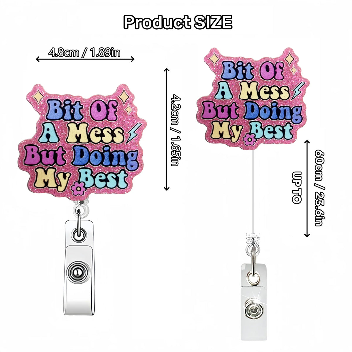 Shiny Acrylic Retractable Badge Reel with Alligator Clip