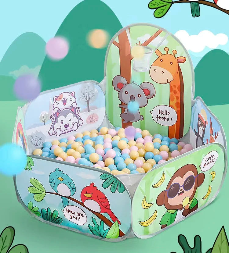 Kids Indoor Play Tent with Ball Pit and Basketball Hoop
