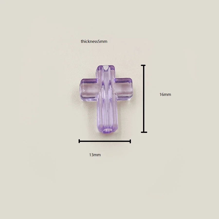 A translucent purple acrylic cross bead with a 5mm thickness, shown against a white background.