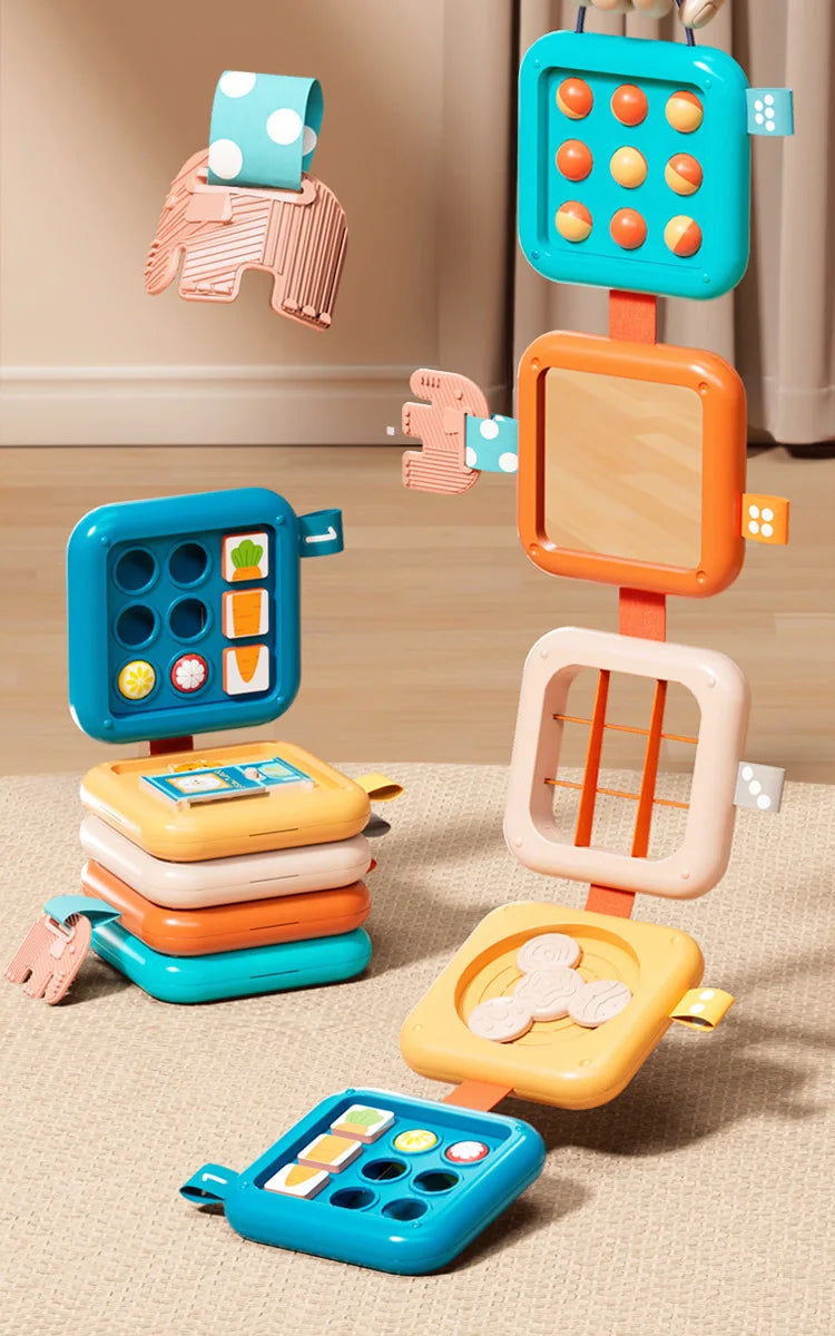 Sensory Folding Activity Cube for Toddlers – Montessori Busy Board Toy