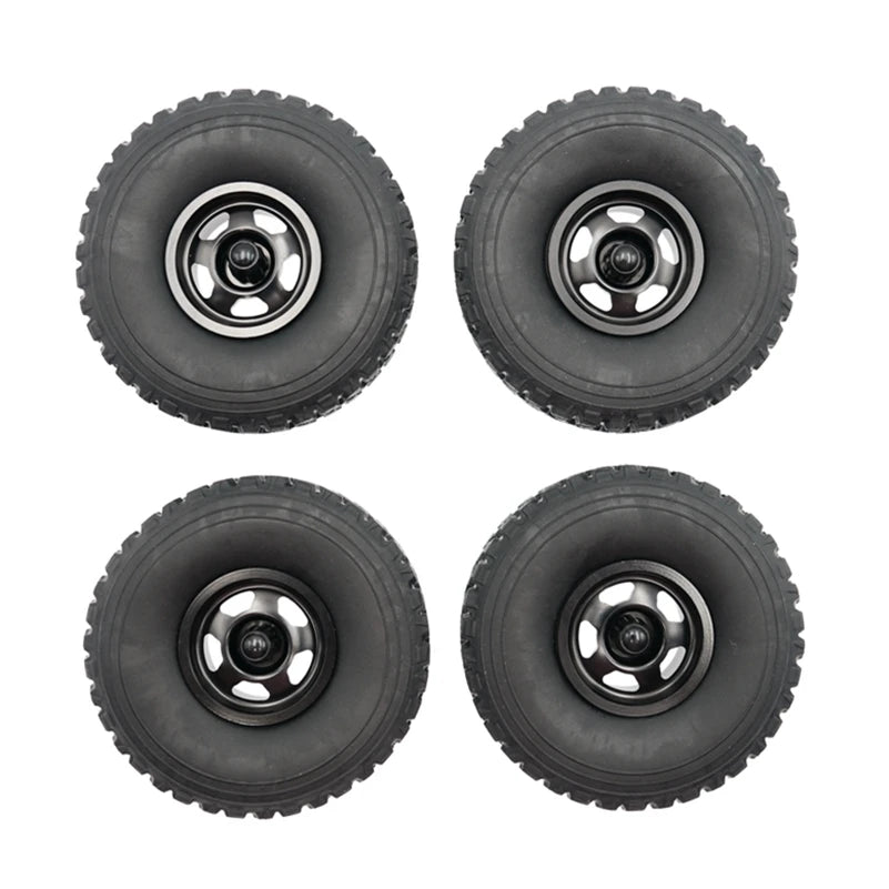 RC Car Metal Wheel Rims with Soft Rubber Tires (Set of 4)