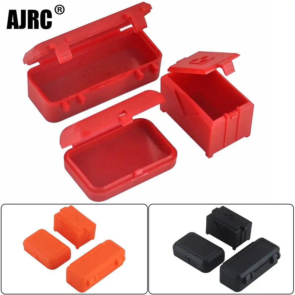 Set of three red plastic mini storage boxes for RC crawler parts