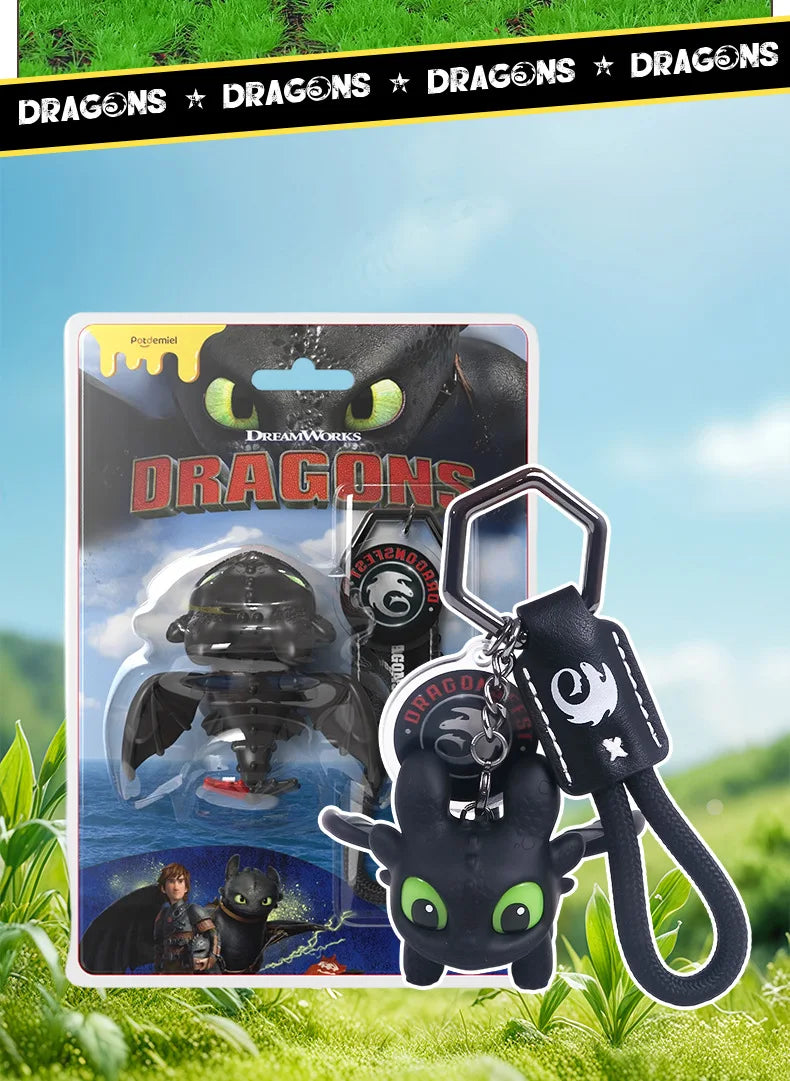 Movable-Wing Toothless & Light Fury Keychain Charm