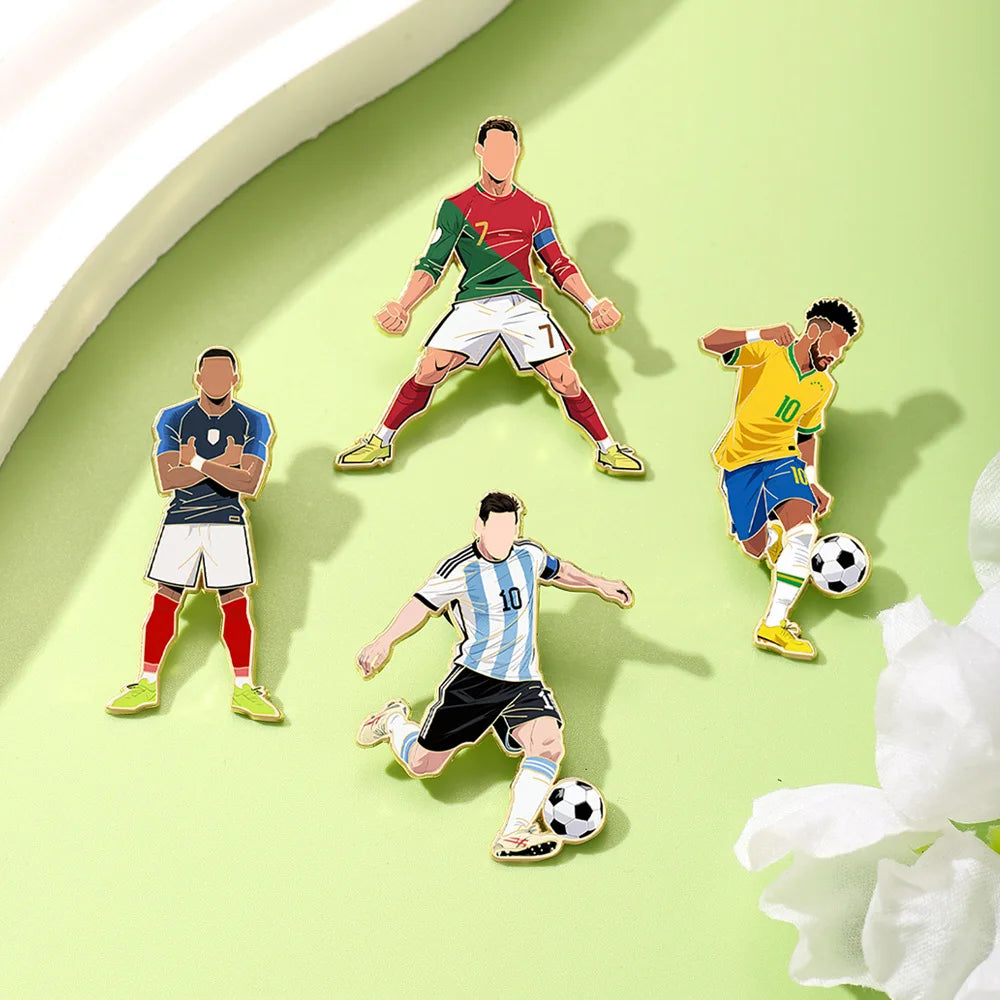Cartoon Football Player No. 7 Enamel Pin