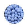 A circular arrangement of small, light blue silicone beads for DIY jewelry making.