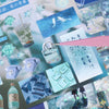 A collection of glitter die-cut stickers and craft supplies featuring Japanese Showa style designs for DIY projects.