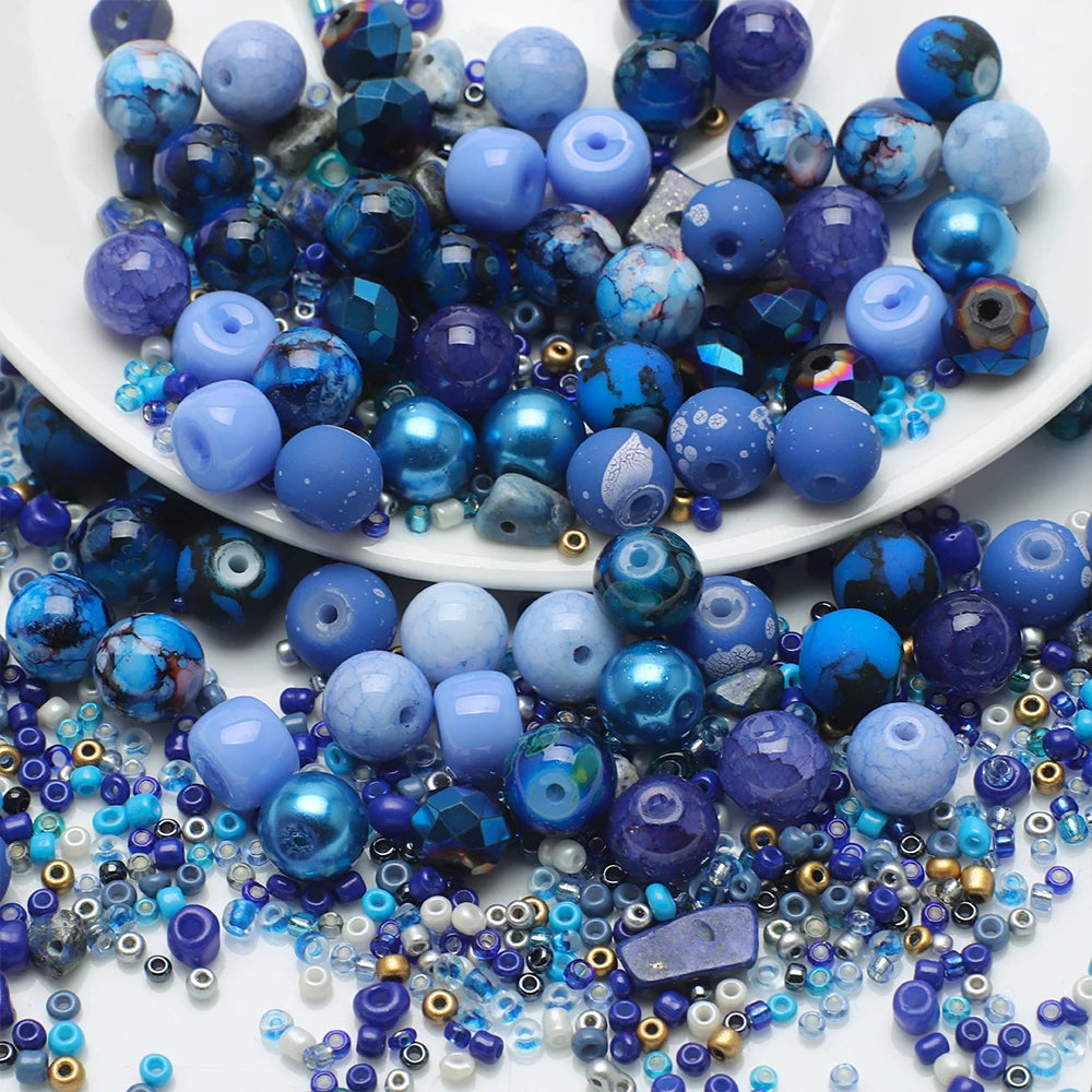 Crystal Glass Seed Beads for Jewelry Making – 45g Mixed Colors & Shapes