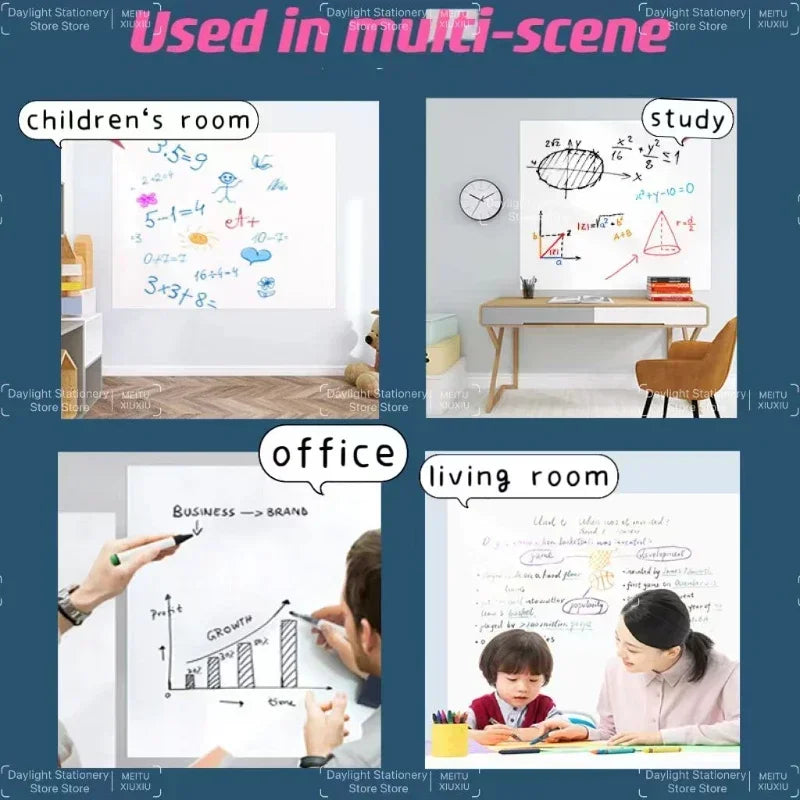 A collection of various scenes including a children's room, study area, office, and living room, demonstrating the use of a f