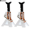A pair of black metal simulation jack stands with 3 ton capacity for RC crawlers