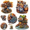 Premium Wooden Jigsaw Puzzle – Villa Peacock Owl Landscape