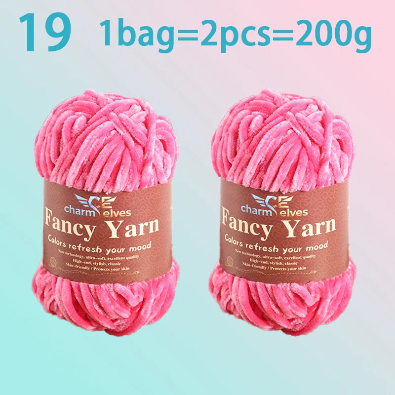 Chenille Velvet Yarn 2-Pack – Soft & Warm for Knitting and Crochet