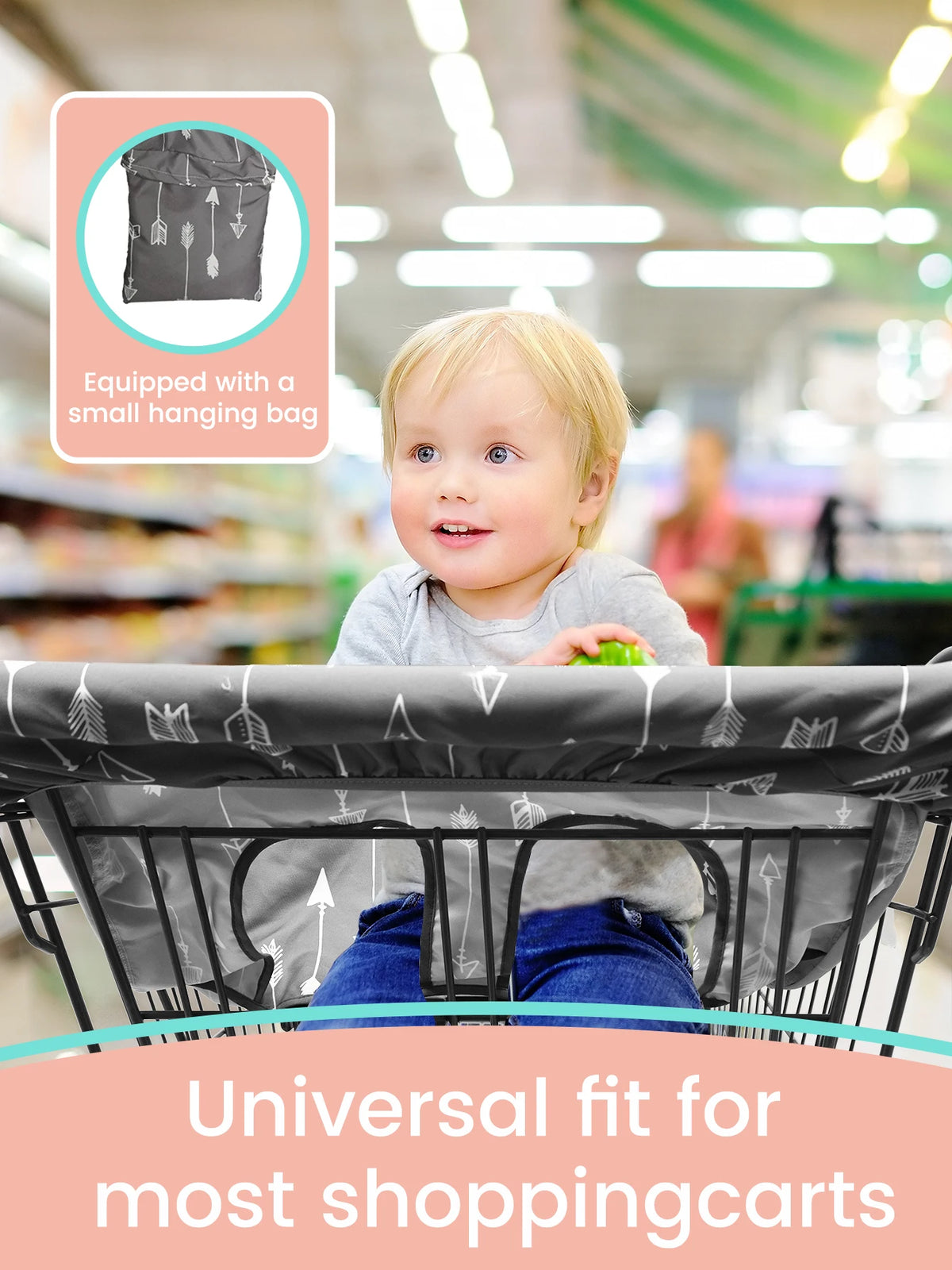 Waterproof Baby Shopping Cart Seat Cover with Travel Bag