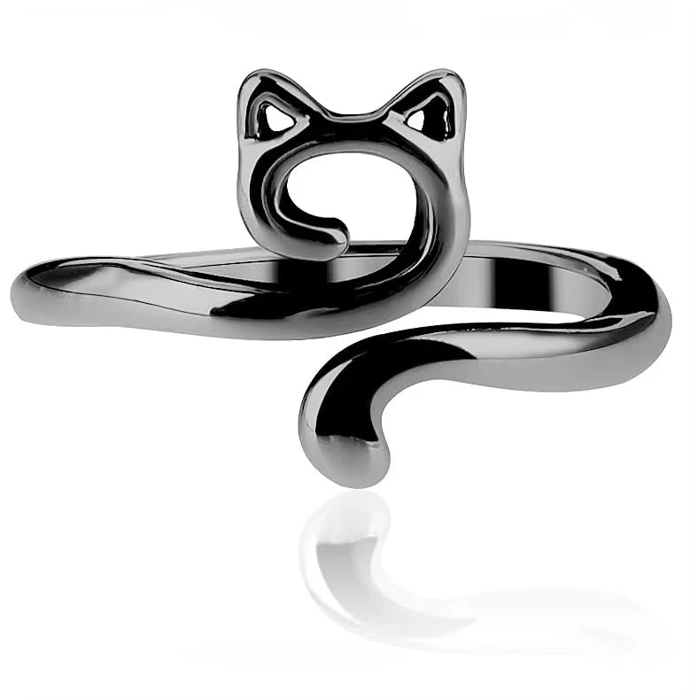 Silver adjustable cat-ear yarn guide ring for knitting and crochet