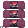 Three skeins of Super Soft Yarn in a dusty rose color for crochet and knitting projects