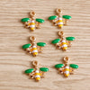 Gold Enamel Honeybee Charms for Jewelry Making (Set of 10)