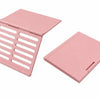 A pink foldable Mahjong card holder with a non-slip stand shown in two views.
