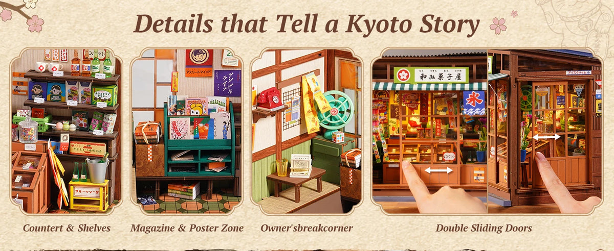 Nostalgic Japanese Corner Shop DIY Book Nook Kit with LED Lighting