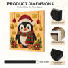 Framed Christmas penguin art kit featuring a penguin made of pearls and fabric on a wooden canvas
