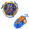 Metal spinning top battle set featuring a blue and gold spinning top and a string launcher.