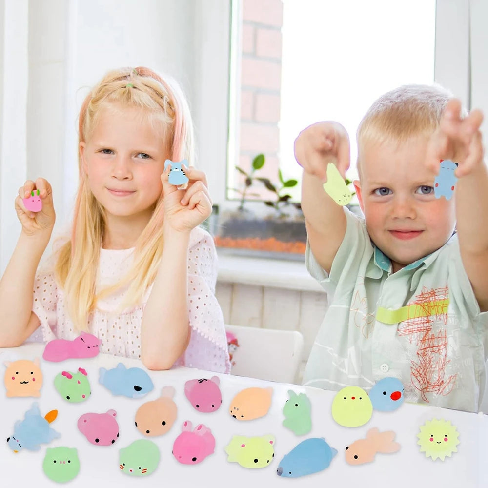 Kawaii Animal Squishy Toys – Glow in the Dark Stress Relievers (Party Pack)