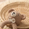 Handcrafted Wooden Crochet Animal Rattle for Babies