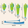 A set of green fish toys and a blue extendable fishing rod for an educational table game.