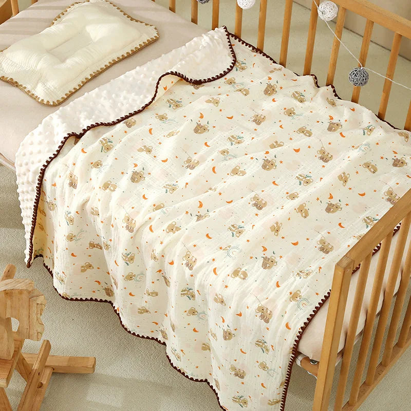 Baby Bear Print Cotton Gauze Swaddle Blanket
