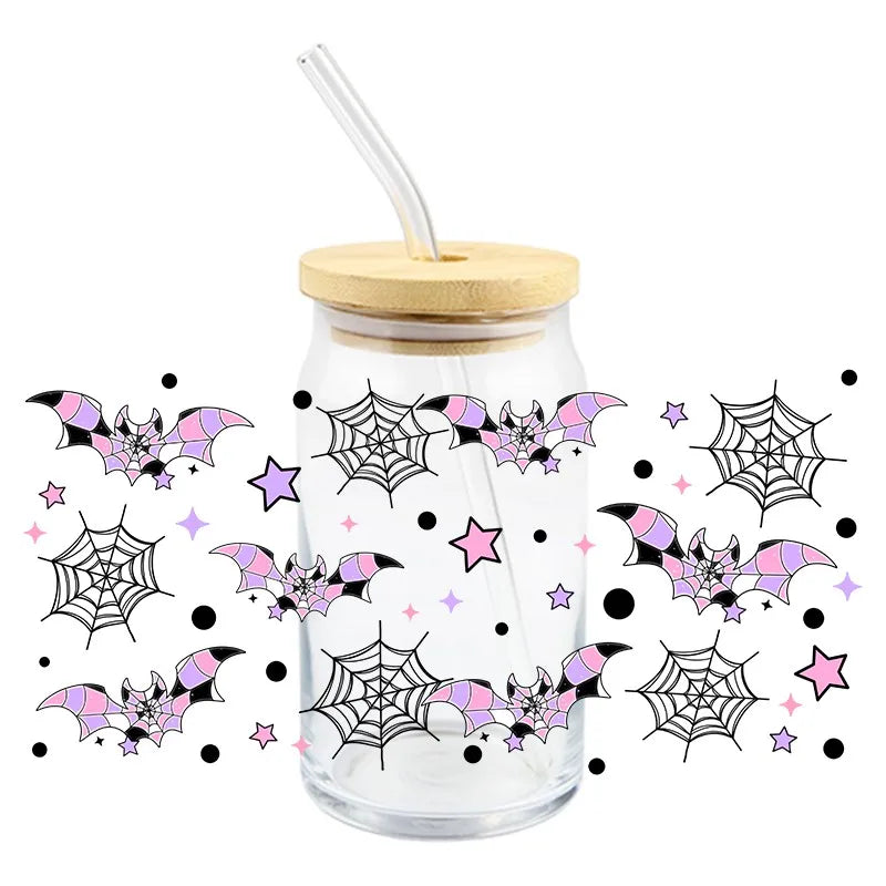 Halloween Bat Design Waterproof Cup Wrap Stickers