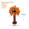 Orange Hydrangea tree building block set with 42 pieces and a brown trunk