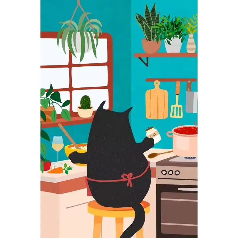 Black Cat & Plant Paint by Numbers Kit