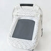 A white breathable baby stroller sunshade cover with a black mesh pattern and a gray panel.