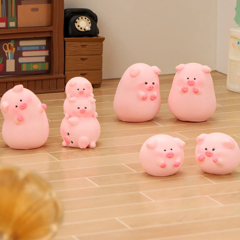 Cute Mini Piggy Resin Figurine for Desk, Shelf & Garden Decor