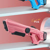 Three styles of a water gun are displayed: blue, pink, and white, shown in profile view.