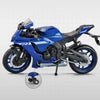 Blue Yamaha YZF-R1M 1:12 scale diecast motorcycle model shown in a studio setting.