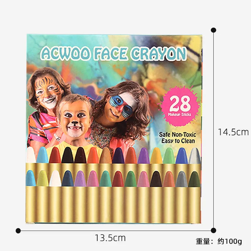 Non-Toxic Face Paint Crayons Set - Safe Face & Body Art for Halloween, Cosplay & Festivals