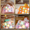 A yellow Montessori busy board with LED light switches designed for baby's brain development and fun gameplay.
