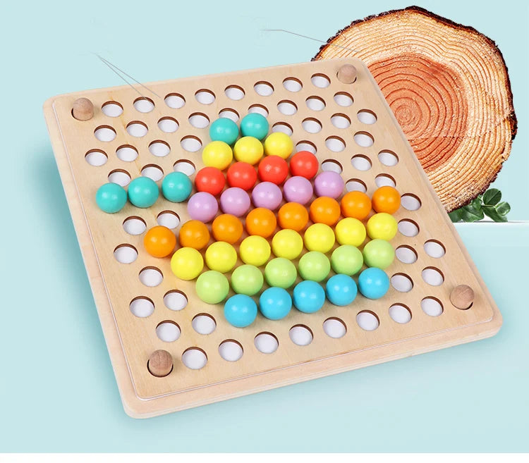 Wooden Clip Beads Color Sorting & Fine Motor Skills Toy