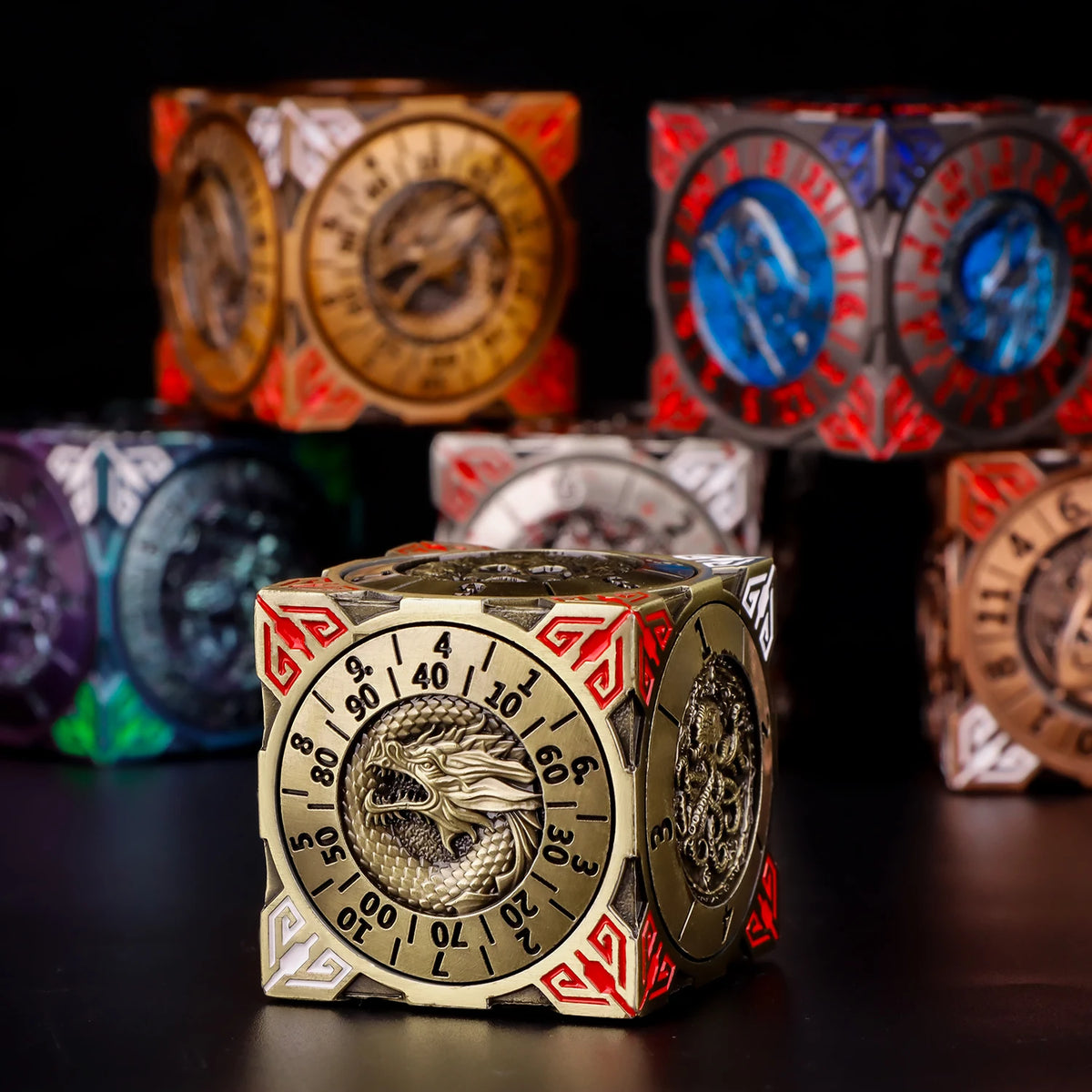 7-in-1 Metal Spinner Dice Cube for D&D