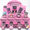 A set of 12 pink and purple hippopotamus squishy stress relief toys in various poses and colors.
