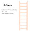 A wooden climbing ladder for birds with nine steps, measuring 28cm high and 9.3cm wide.