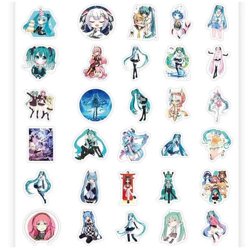 A collection of 100 cute decorative anime stickers featuring Hatsune Miku and other characters.