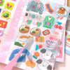 A colorful set of kawaii cartoon stickers and writable notes for DIY scrapbooking