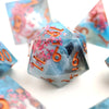 Handmade Resin D&D Dice Set – 7 Polyhedral Dice with Floral Design