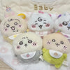 A set of three kawaii plush keychains featuring characters Usagi, Hachiware, and JiYi in pastel colors.