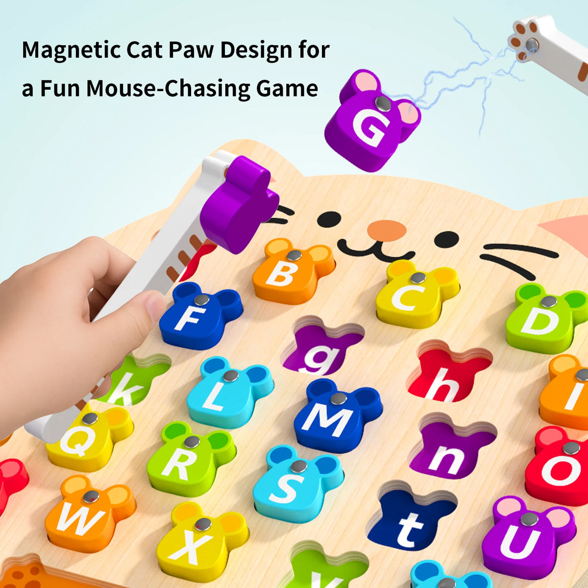 Wooden Cat & Mouse Letter Puzzle – Fun Alphabet Learning Toy for Kids